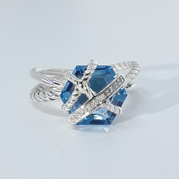 David Yurman Jewelry - David Yurman Blue Topaz Cable Wrap Ring 6.5